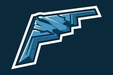 Modern zamanların Amerikan Gizli Bombacısı jet ikonu çizimi. Amerikan ağır stratejik bombacısı.