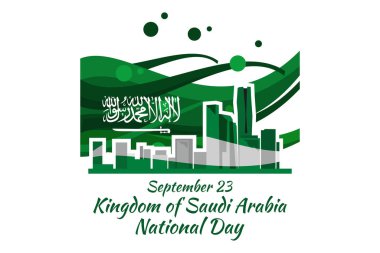 23 Eylül, Suudi Arabistan Ulusal Günü Vektör İllüstrasyonu Mutlu Krallığı. Tebrik kartı, poster ve afiş için uygun.