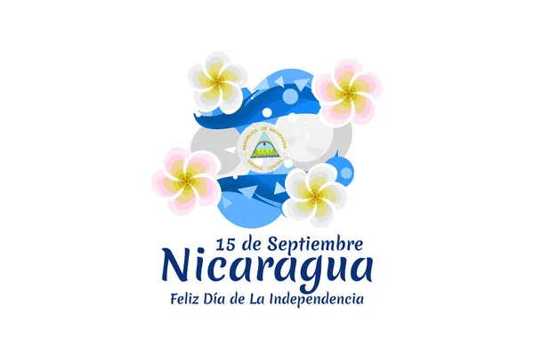 Tradução Setembro Nicarágua Feliz Dia Independência Feliz Dia Independência Nicarágua — Vetor de Stock