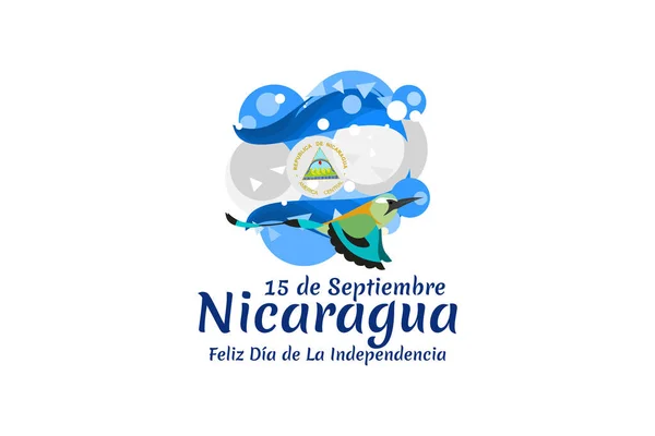 Tradução Setembro Nicarágua Feliz Dia Independência Feliz Dia Independência Nicarágua —  Vetores de Stock