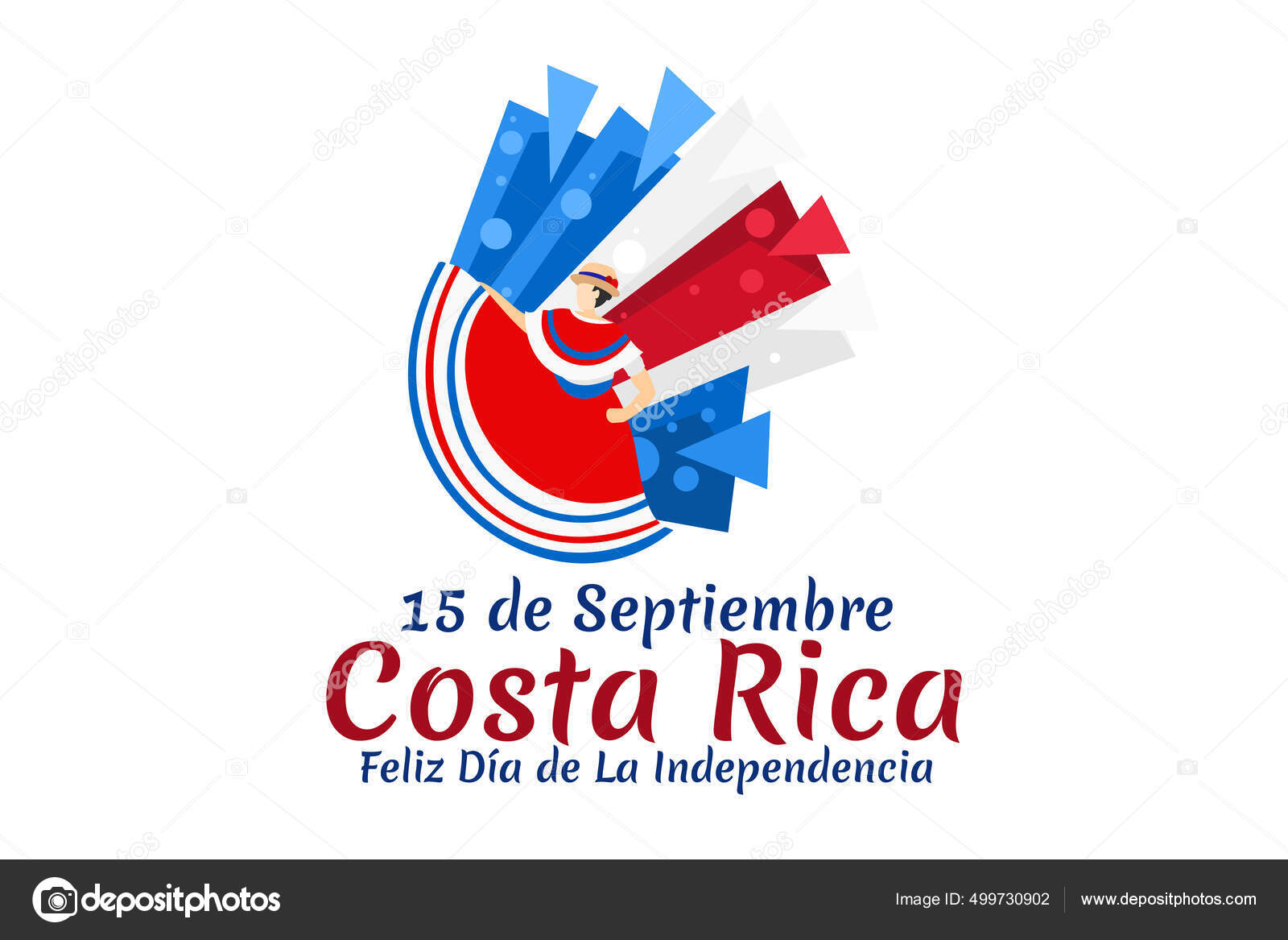 Traducción Septiembre Costa Rica Feliz Día Independencia Feliz Día Independencia Vector de stock