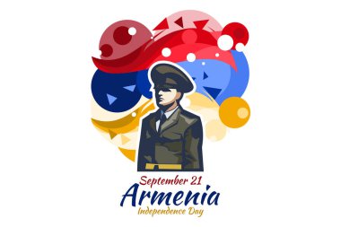 21 Eylül, Ermenistan Bağımsızlık Günü. Vektör çizimi. Tebrik kartı, poster ve afiş için uygun.