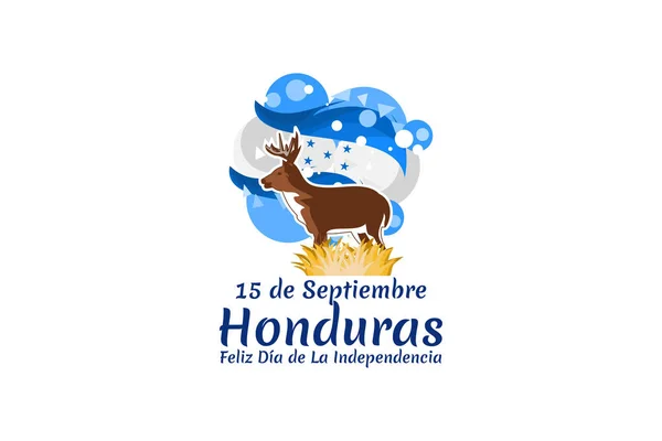 Traduzione Settembre Honduras Felice Giorno Dell Indipendenza Felice Giorno Dell — Vettoriale Stock