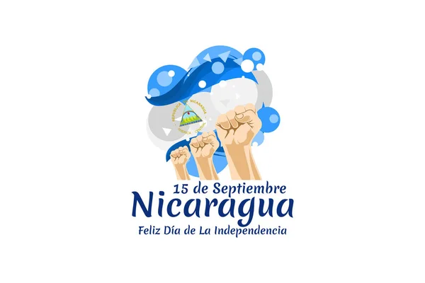 Übersetzung September Nicaragua Happy Independence Day Glücklicher Unabhängigkeitstag Von Nicaragua — Stockvektor