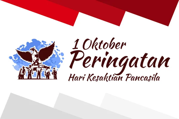 Traducción Octubre Conmemoración Del Día Santidad Pancasila Hari Kesaktian Pancasila — Vector de stock
