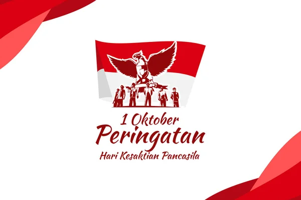 Tradução Outubro Comemoração Pancasila Dia Santidade Hari Kesaktian Pancasila Ilustração — Vetor de Stock