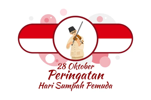 Terjemahan Oktober Hari Peringatan Sumpah Pemuda Gambar Vektor Sumpah Pemuda - Stok Vektor