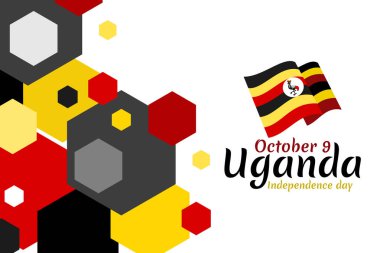 9 Ekim, Uganda vektör illüstrasyonunun bağımsızlık günü. Tebrik kartı, poster ve afiş için uygun.