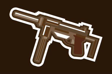 2. Dünya Savaşı Amerikan hafif makineli tüfek tasviri. Basit tasarım illüstrasyonu. 