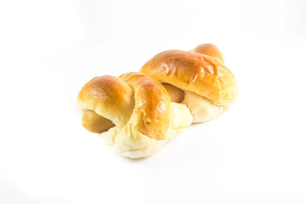 Kolbász kenyér elszigetelt fehér alapon — Stock Fotó