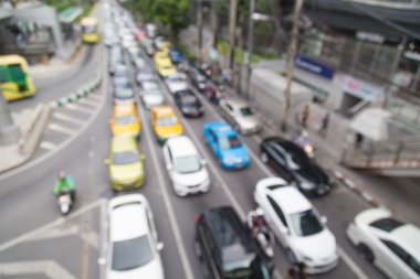 Trafik sıkışıklığı bokeh ışık, ulaşım arka plan bulanıklık