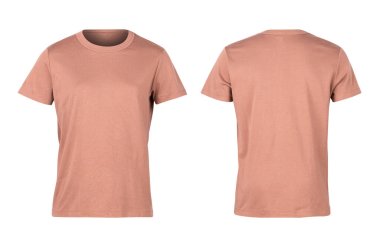 Brick oranges woman t-shirts front and back isolated on white background, Clipping path. clipart