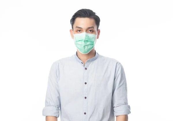 Ung Asiatisk Affärsman Bär Hygienisk Mask För Att Förhindra Infektion — Stockfoto