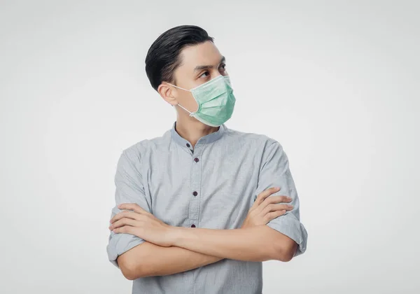 Young Asian Businessman Wearing Hygienic Mask Looking Prevent Infection 2019 — Stock Photo, Image
