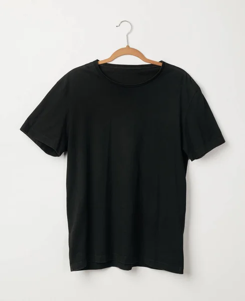 Blank Black Shirts Mockup Hanging White Wall Template Your Design — Stock Photo, Image