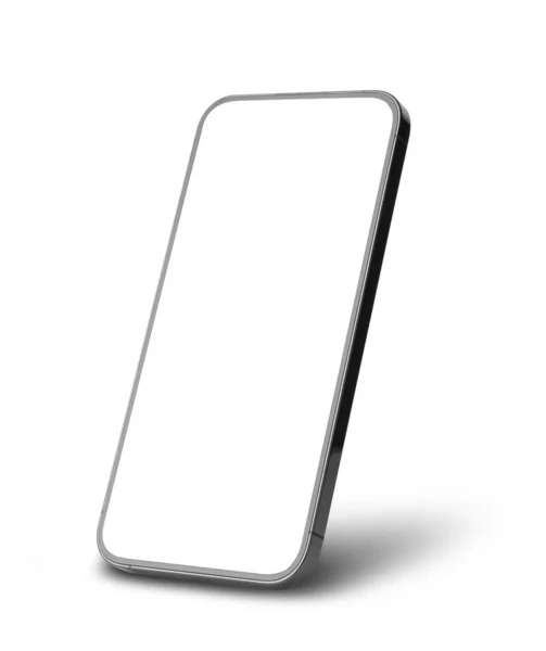 Μαύρο Κινητό Smartphone Mockup Λευκή Οθόνη Που Απομονώνεται Λευκό Φόντο — Φωτογραφία Αρχείου