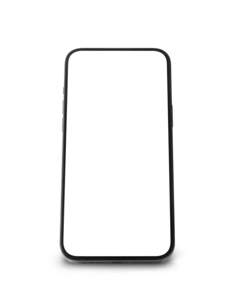 Černý Mobilní Smartphone Mockup Prázdnou Obrazovkou Izolované Bílém Pozadí Výstřižkem — Stock fotografie