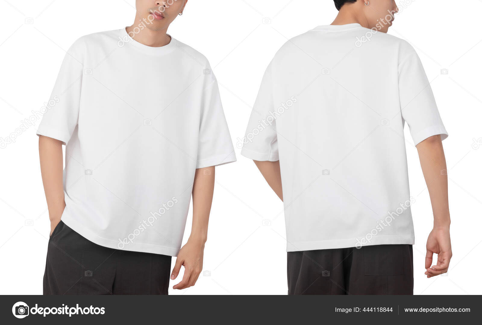 Download Young Man Blank Oversize Shirt Mockup Front Back Used Design Stock Photo Image By C Thatpichai 444118844