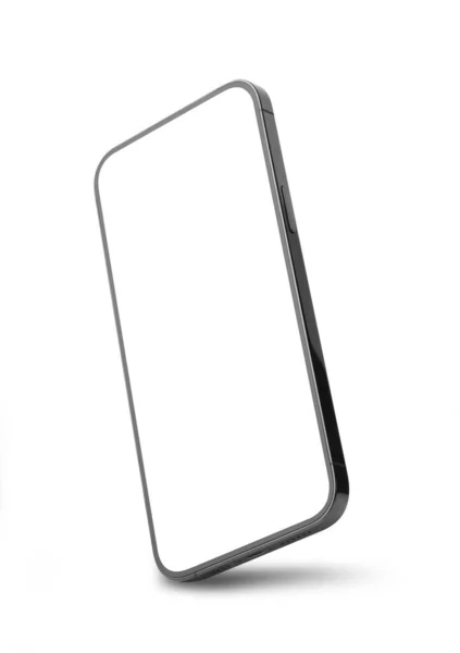 Czarny Smartfon Mobilny Makieta Pustym Ekranem Odizolowanym Białym Tle Ścieżką — Zdjęcie stockowe