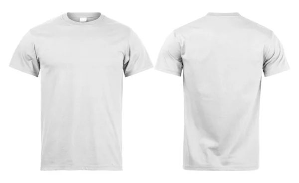 Camisa Cinza Mockup Frente Verso Usado Como Modelo Design Isolado — Fotografia de Stock