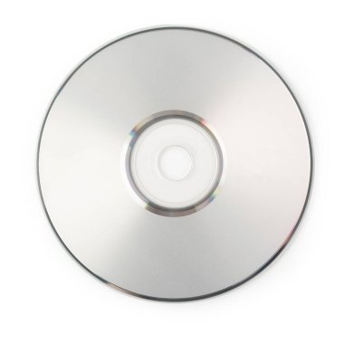 Kırpma yolu ile beyaz arkaplanda izole edilmiş gerçekçi beyaz cd şablonu.