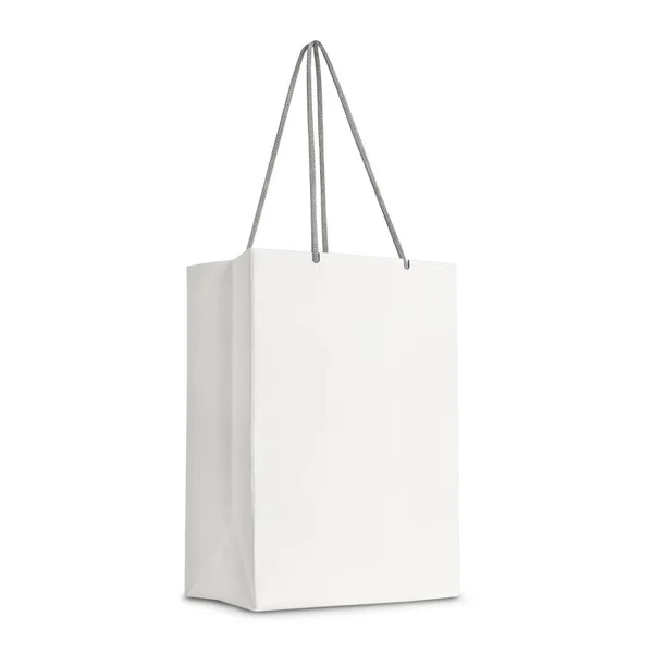 White Paper Shopping Bag Side View Isolated White Background Clipping — Stock Photo, Image