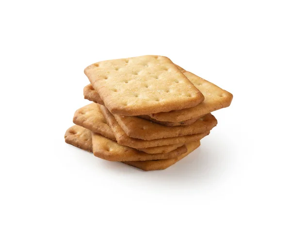 Cracker Cookies Isolerade Vit Bakgrund Med Klippning Väg — Stockfoto