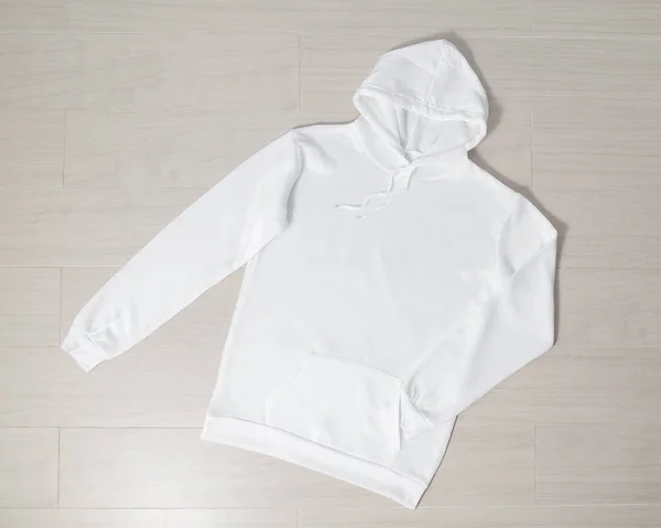 White Pullover Mikina Mikinou Mikina Dlouhými Rukávy Šablona Pro Váš — Stock fotografie