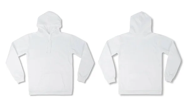 Set White Pullover Hoodie Elszigetelt Fehér Háttér Nyírás Útvonal — Stock Fotó