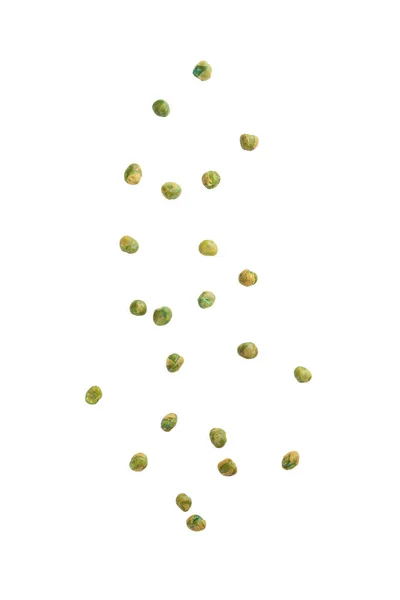 Gesalzene Grüne Erbsen Fallen Isoliert Auf Weißem Hintergrund Mit Schnittpfad — Stockfoto