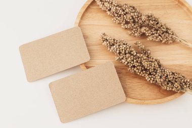 Kraft Kağıt İşletme Kart Şablonu, düz döşeme. Minimalist stil.