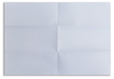 Altı beyaz izole beyaz dokulu yaprak kağıttan katlanmış