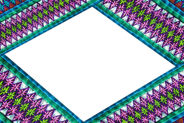 Frame border of fabric texture on a white background