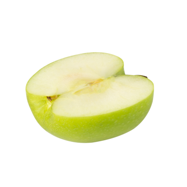 Yarı yeşil elma kesimi, tam derinlik.