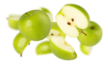 Düşen Yeşil Elma kesiti, tam derinlik.