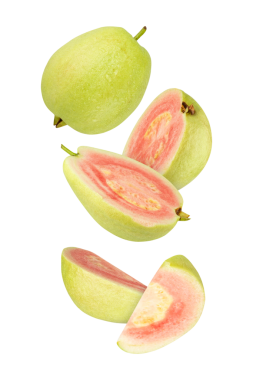 Düşen Pembe Guava, kesme, tam derinlik.