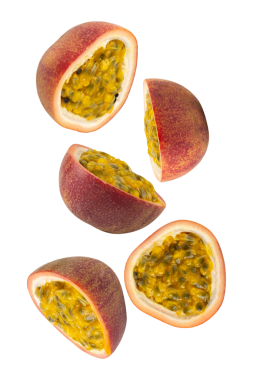 Düşen Tutku Meyvesi kesimi, tam derinlik.