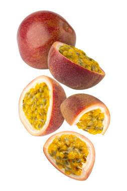 Düşen Tutku Meyvesi kesimi, tam derinlik.