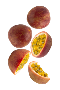 Düşen Tutku Meyvesi kesimi, tam derinlik.