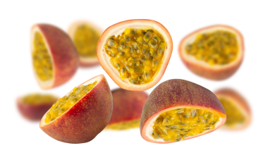 Düşen Tutku Meyvesi kesimi, tam derinlik.