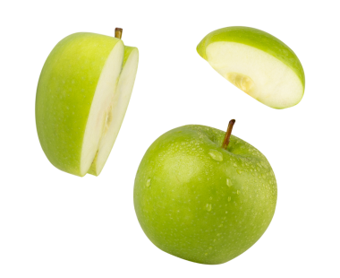 Düşen Yeşil Elma kesiti, tam derinlik.