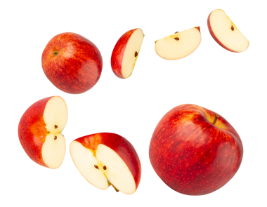 Düşen Kırmızı Elma kesiti, tam derinlik.