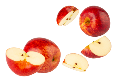 Düşen Kırmızı Elma kesiti, tam derinlik.