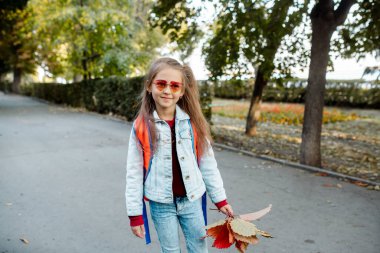 Okula dönelim. Sonbaharda, 7 yaşında bir kız çocuğu parktaki bir ara sokakta okula gider..