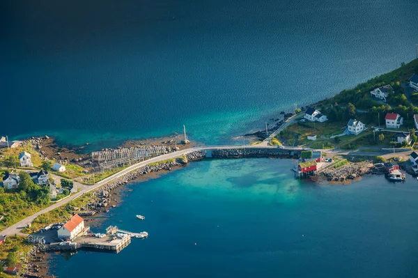 Nahaufnahme Einer Brücke Die Inseln Lofoten Archipel Nordnorwegen Verbindet — Stockfoto