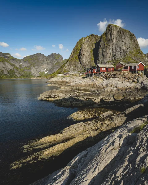 로포텐 풍경로 Lofoten Summer Landscape Lofoten 노르웨이 군도이다 봉우리가 풍경으로 — 스톡 사진