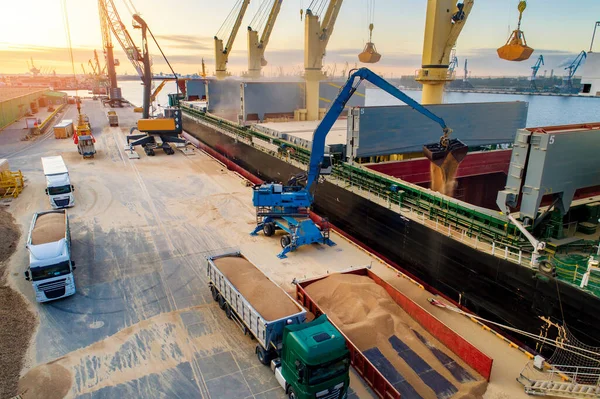 Large International Transportation Vessel Port Loading Export Sea Waters — Stock Photo, Image