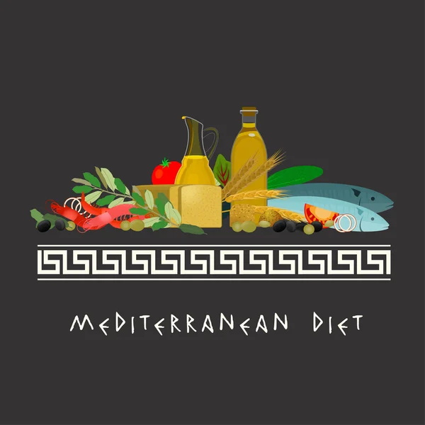Imagem da dieta mediterrânea — Vetor de Stock