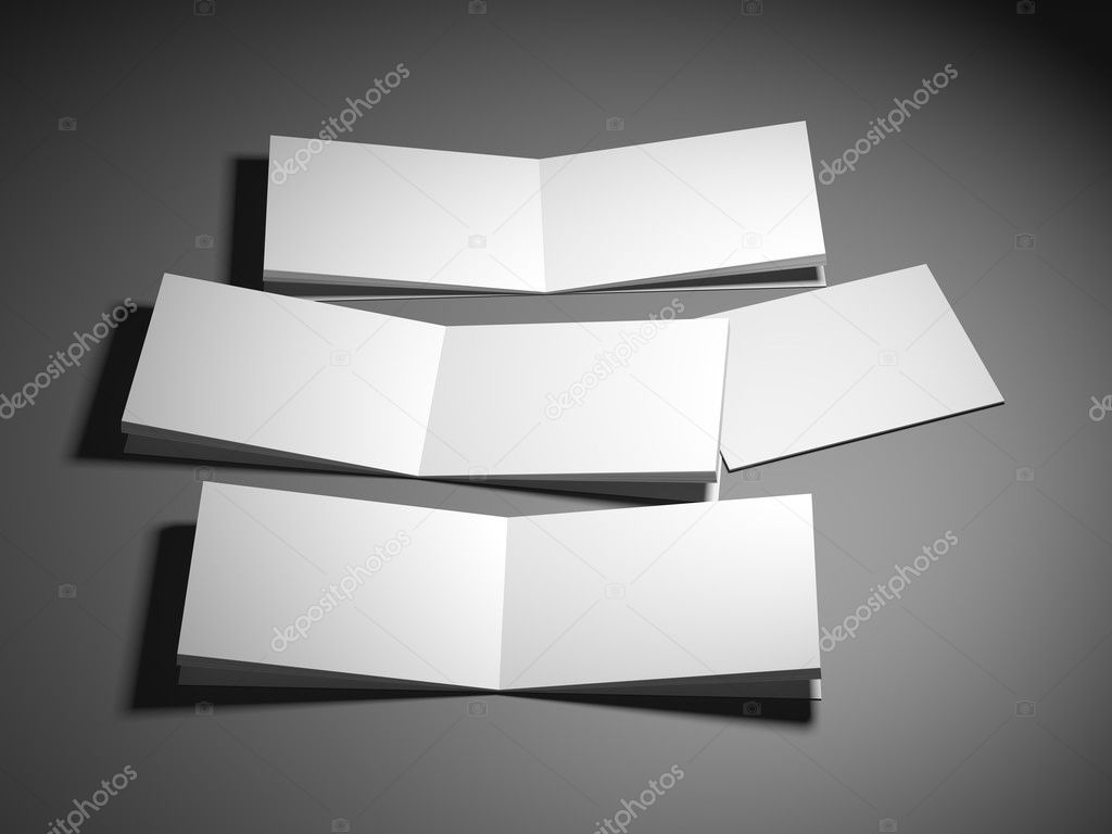 Blank empty magazine or book template lying on a gray background