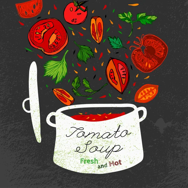 Imagen de sopa de tomate — Vector de stock